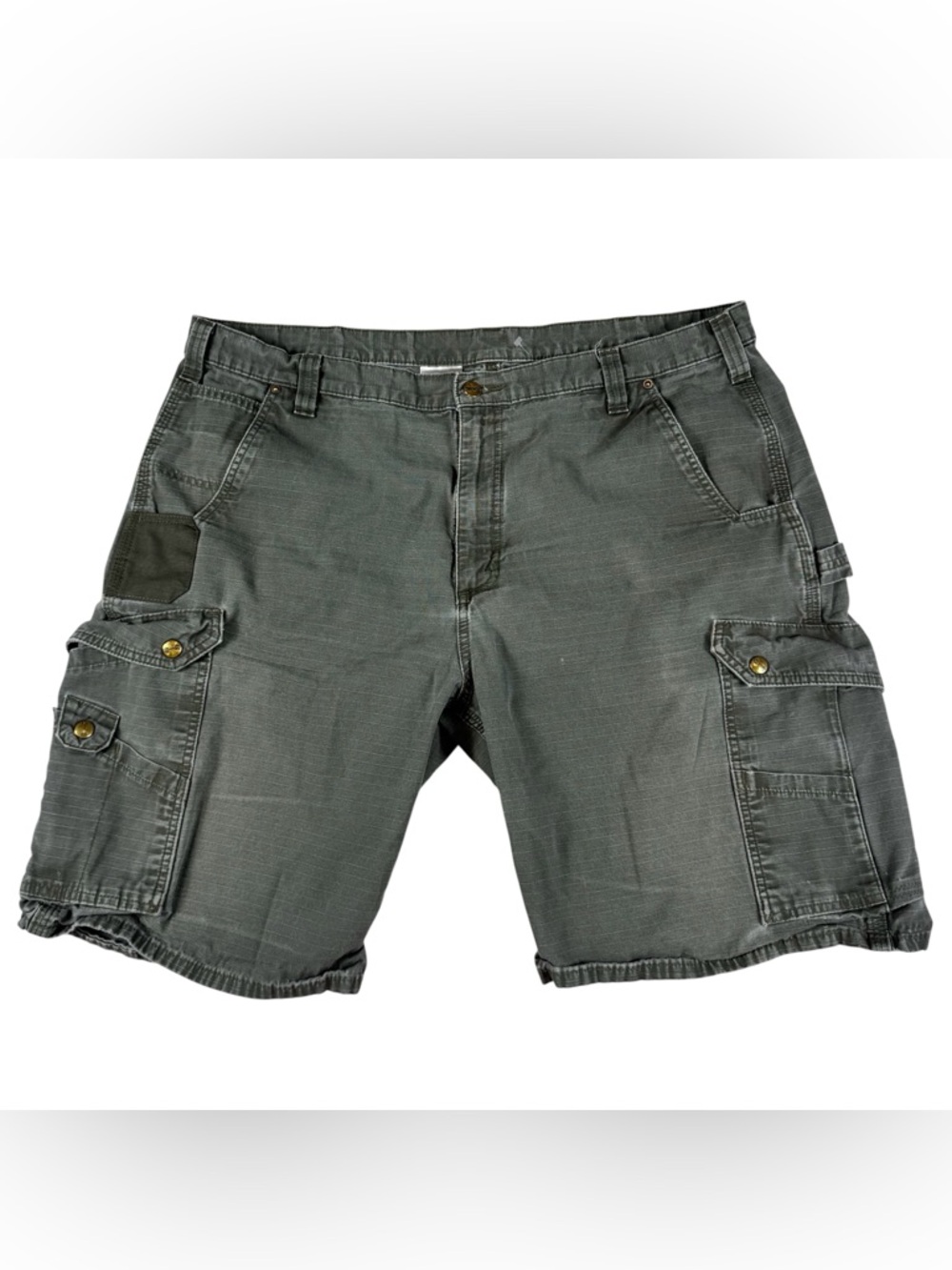 Vintage Carhartt Canvas Workwear Cargo Shorts B357 MOS Olive Green Mens Size 42